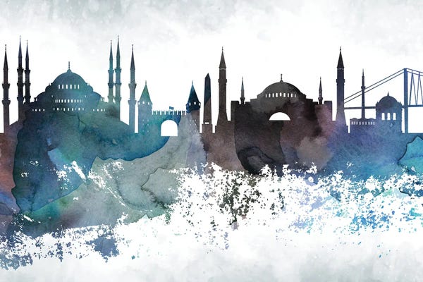 Turkey: Istanbul Bluish Skyline by WallDecorAddict
