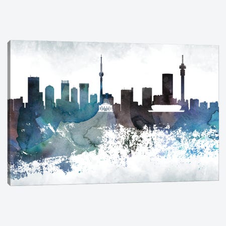 Johannesburg Bluish Skyline Canvas Print #WDA677} by WallDecorAddict Canvas Art Print