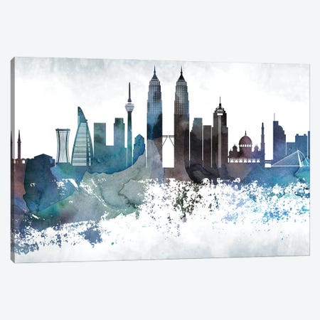 Kuala Lumpur Bluish Skyline Canvas Print #WDA678} by WallDecorAddict Canvas Wall Art
