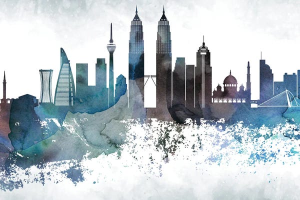 Malaysia: Kuala Lumpur Bluish Skyline by WallDecorAddict
