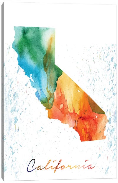 California State Colorful Canvas Art Print - State Maps