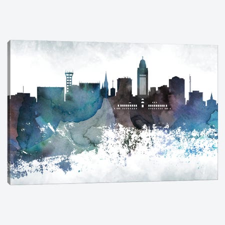 Lincoln Bluish Skyline Canvas Print #WDA680} by WallDecorAddict Art Print