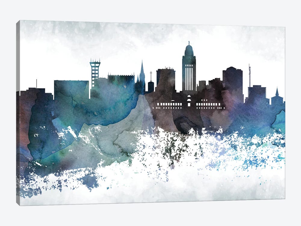 Lincoln Bluish Skyline by WallDecorAddict 1-piece Canvas Art Print