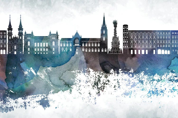 Linz Bluish Skyline by WallDecorAddict wall art