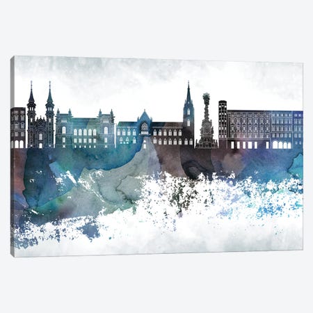 Linz Bluish Skyline Canvas Print #WDA681} by WallDecorAddict Art Print