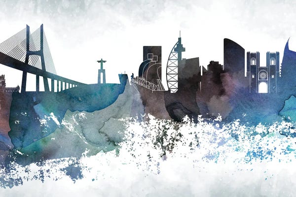 Lisbon: Lisbon Bluish Skyline by WallDecorAddict
