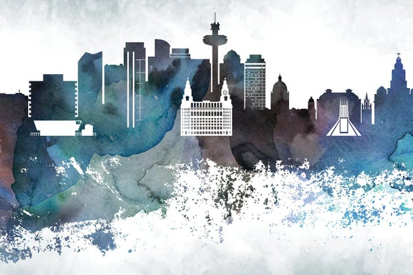 Liverpool: Liverpool Bluish Skyline by WallDecorAddict