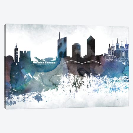 Lyon Bluish Skyline Canvas Print #WDA684} by WallDecorAddict Canvas Wall Art