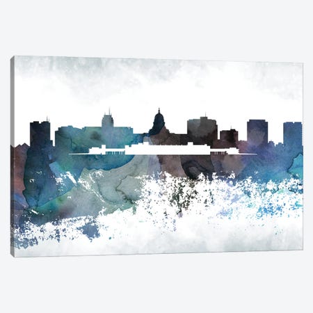 Madison Bluish Skyline Canvas Print #WDA685} by WallDecorAddict Canvas Art