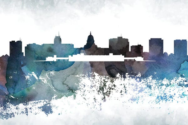 Wisconsin: Madison Bluish Skyline by WallDecorAddict