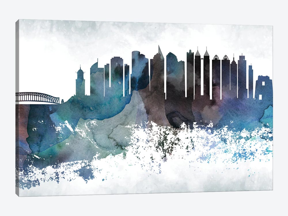 Manila Bluish Skyline by WallDecorAddict 1-piece Canvas Art Print