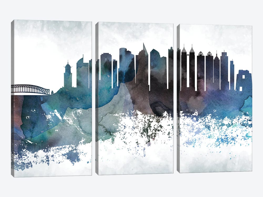 Manila Bluish Skyline by WallDecorAddict 3-piece Canvas Print