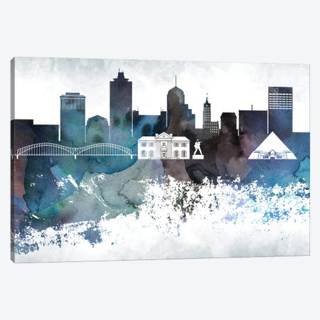 Memphis Bluish Skyline Canvas Print #WDA689} by WallDecorAddict Canvas Print
