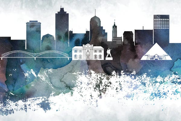 Tennessee: Memphis Bluish Skyline by WallDecorAddict