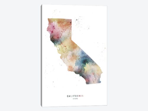 California Map Silhouette Art Print USA State Map California Souvenir Framed Artwork California Decor State Watercolour Custom Colours