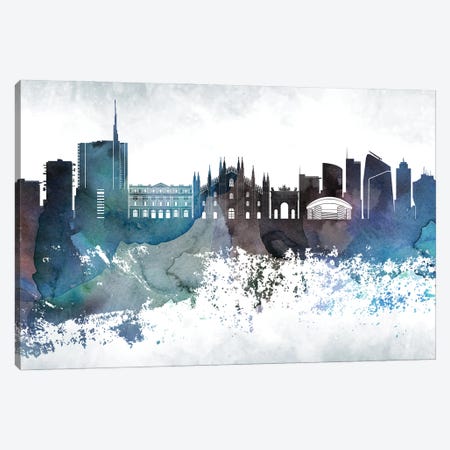 Milan Bluish Skyline Canvas Print #WDA690} by WallDecorAddict Canvas Art