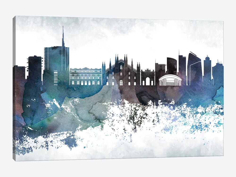 Milan Bluish Skyline by WallDecorAddict 1-piece Canvas Wall Art
