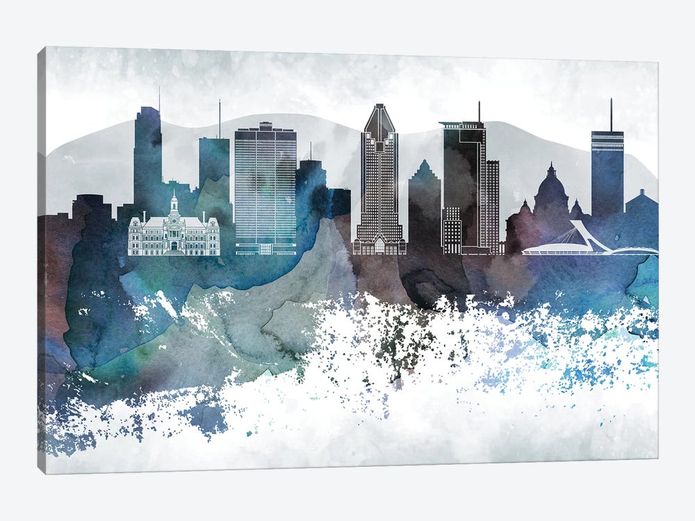 Montreal Bluish Skyline by WallDecorAddict 1-piece Canvas Art Print