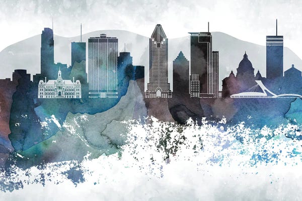 WallDecorAddict: Montreal Bluish Skyline by WallDecorAddict