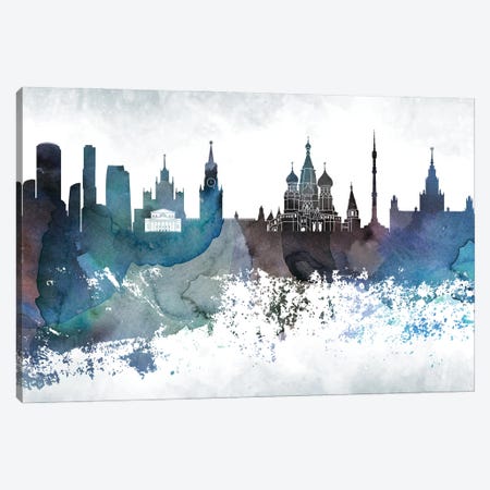 Moscow Bluish Skyline Canvas Print #WDA692} by WallDecorAddict Canvas Art
