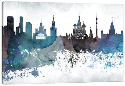 Moscow Bluish Skyline Canvas Art Print - Russia Art