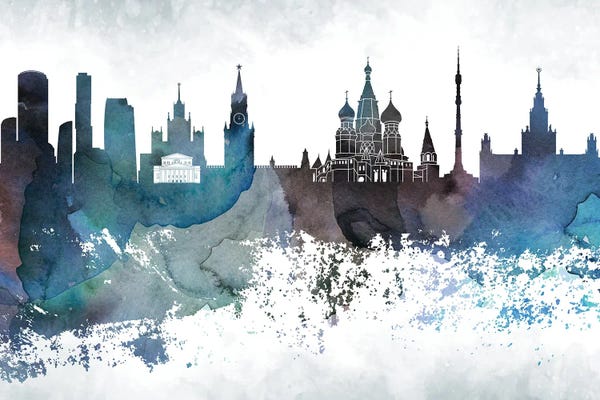Russia: Moscow Bluish Skyline by WallDecorAddict