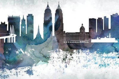 Mumbai Bluish Skyline by WallDecorAddict art print