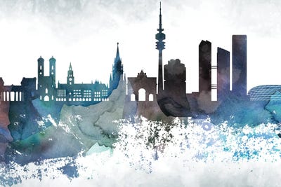 Munich Bluish Skyline by WallDecorAddict multi panel art