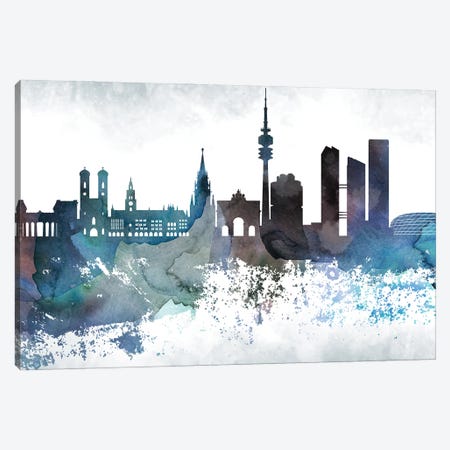 Munich Bluish Skyline Canvas Print #WDA694} by WallDecorAddict Art Print