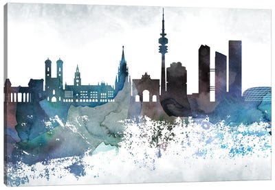 Munich Bluish Skyline Canvas Art Print - Munich Art