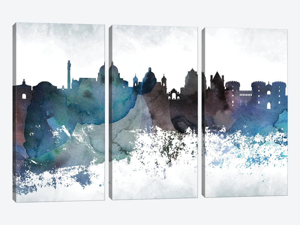 Naples Bluish Skyline by WallDecorAddict 3-piece Canvas Print