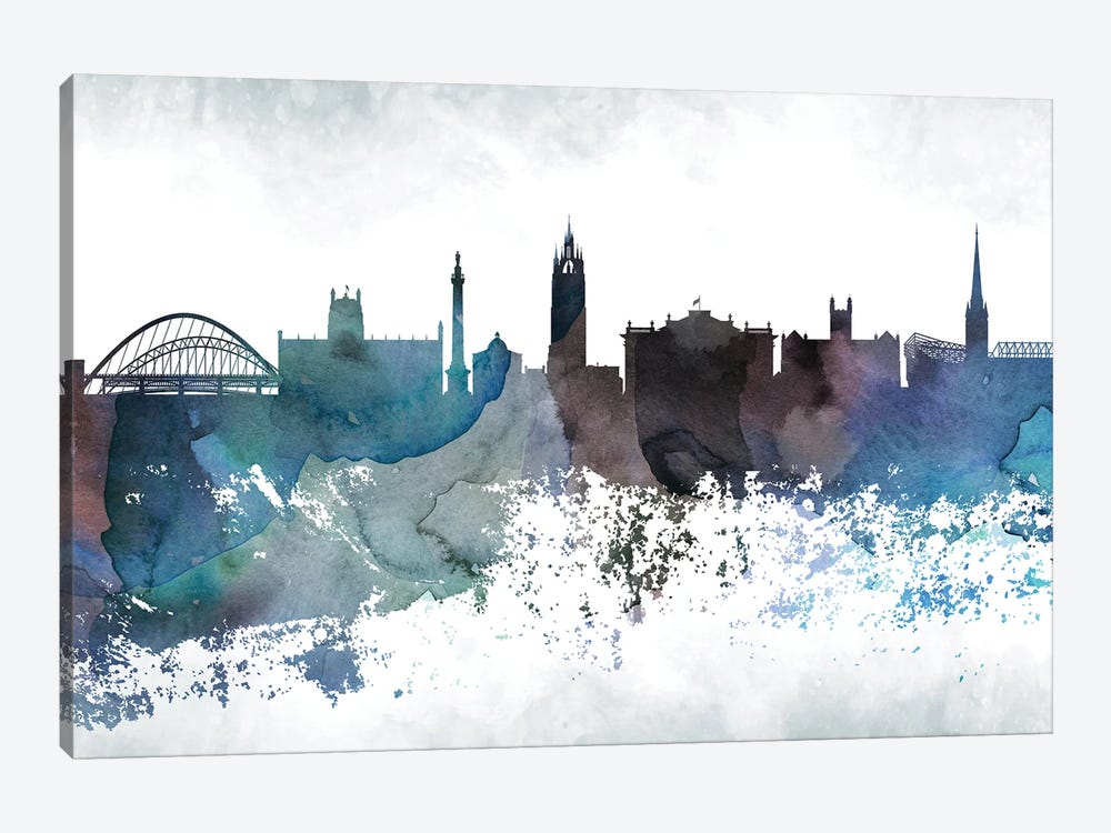 Newcastle Bluish Skyline by WallDecorAddict 1-piece Canvas Art