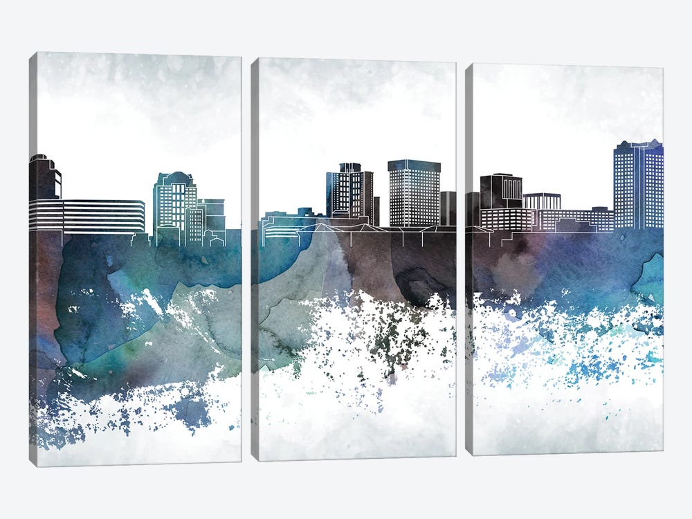 Norfolk Bluish Skyline by WallDecorAddict 3-piece Canvas Print