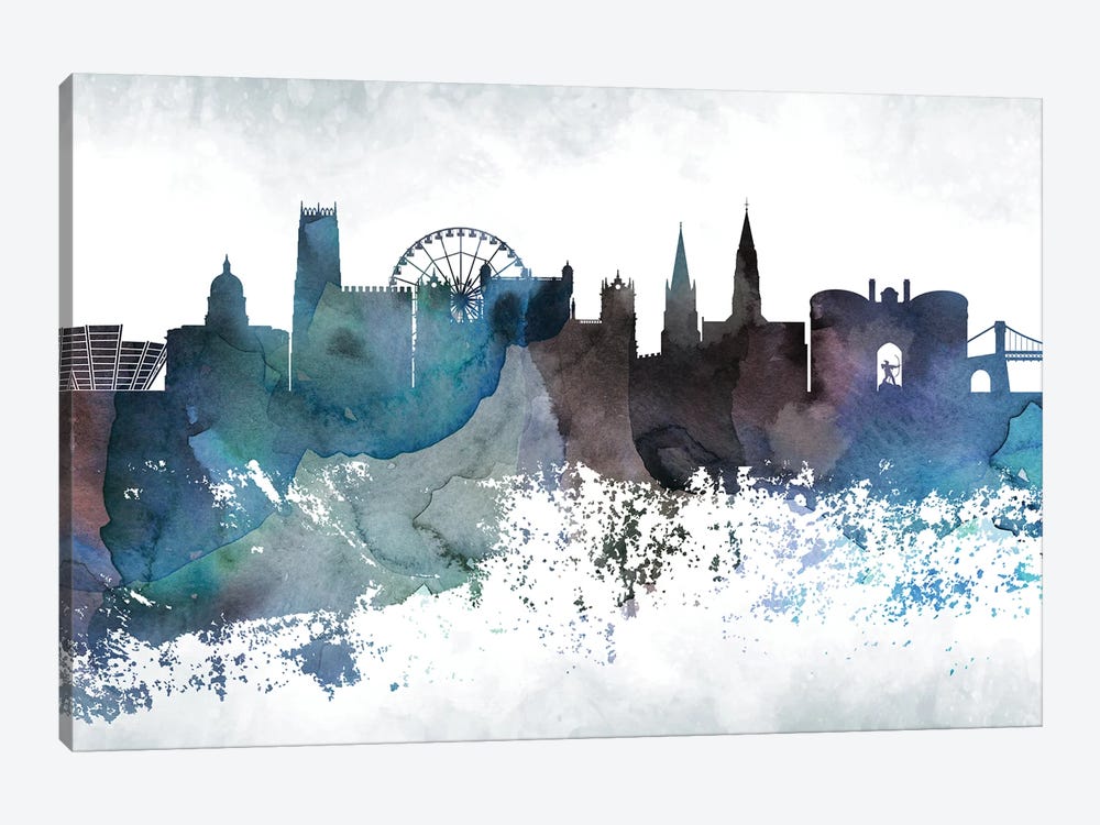 Nottingham Bluish Skyline by WallDecorAddict 1-piece Canvas Artwork