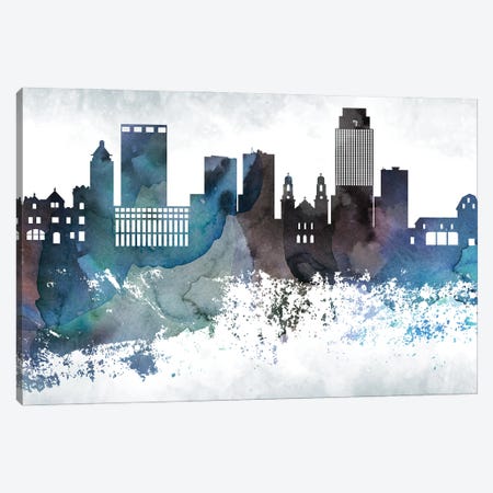 Omaha Bluish Skyline Canvas Print #WDA699} by WallDecorAddict Canvas Artwork