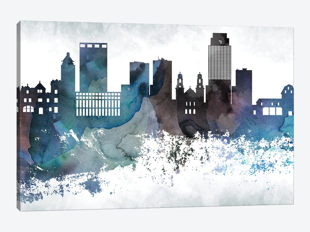Omaha Bluish Skyline by WallDecorAddict 1-piece Canvas Art Print