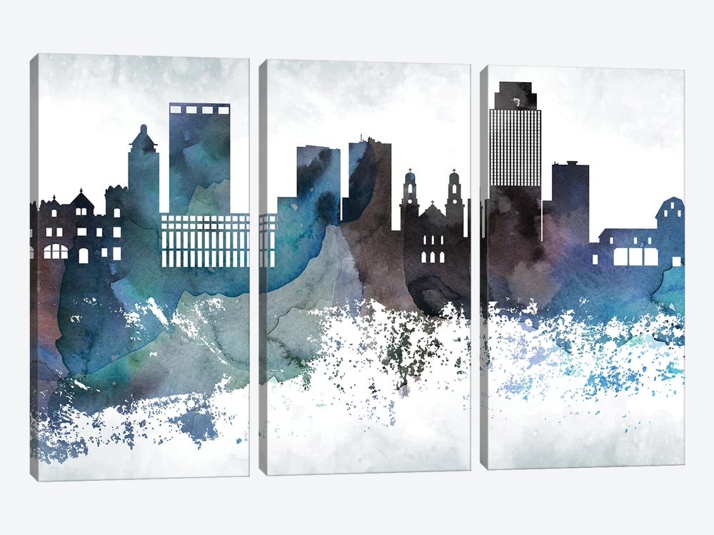 Omaha Bluish Skyline by WallDecorAddict 3-piece Canvas Art Print