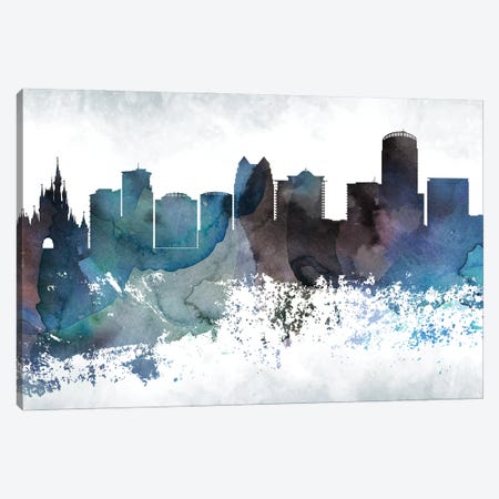 Orlando Bluish Skyline Canvas Print #WDA701} by WallDecorAddict Canvas Art