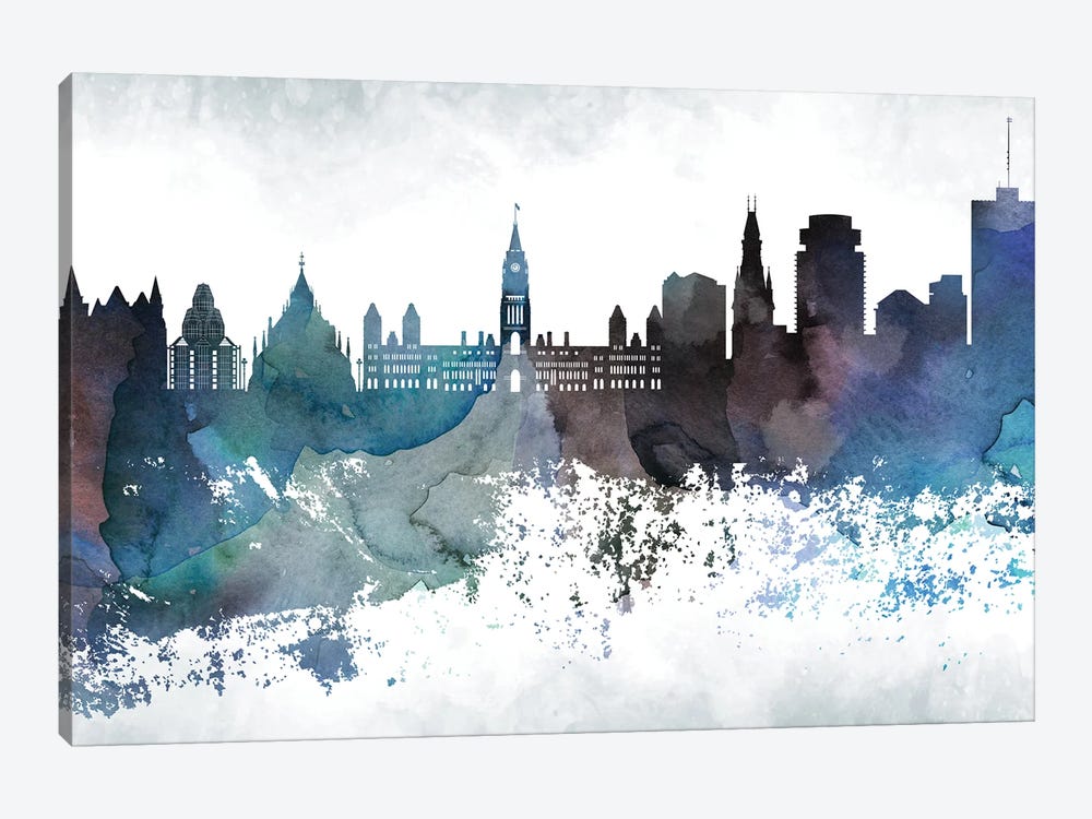 Ottawa Bluish Skyline by WallDecorAddict 1-piece Canvas Print
