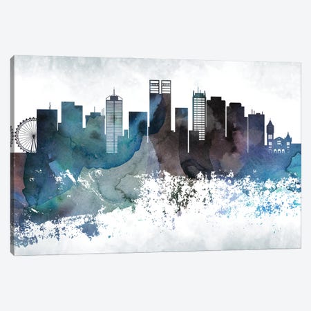 Perth Bluish Skyline Canvas Print #WDA705} by WallDecorAddict Art Print