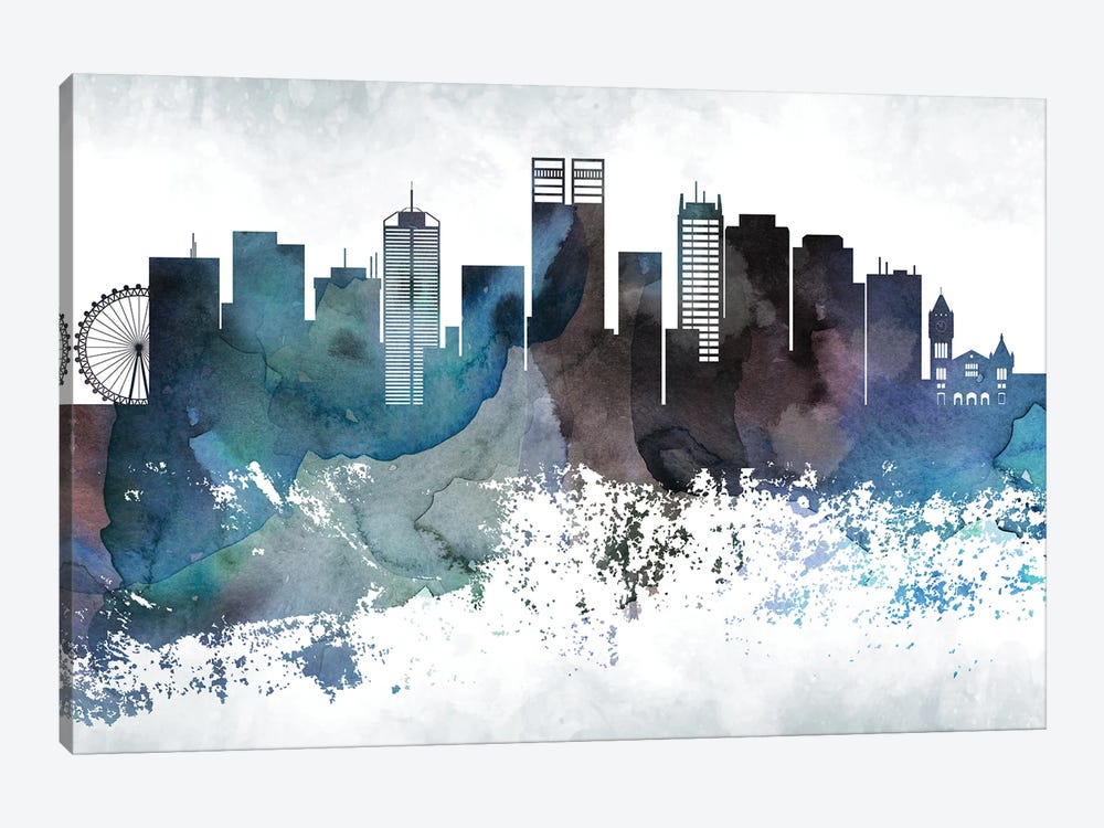 Perth Bluish Skyline by WallDecorAddict 1-piece Art Print