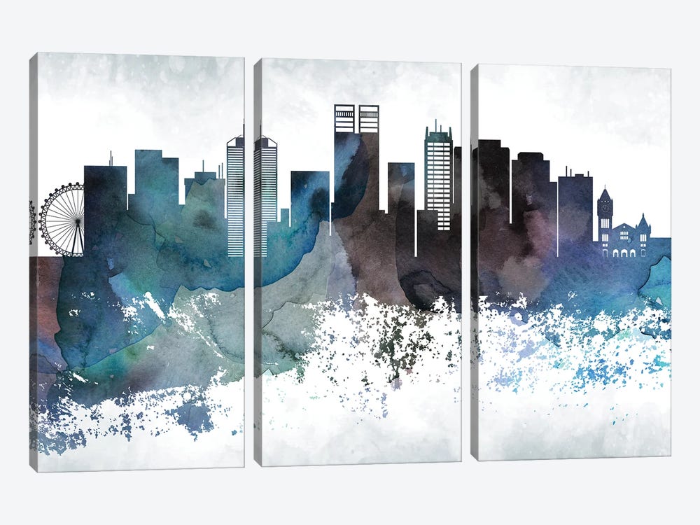 Perth Bluish Skyline by WallDecorAddict 3-piece Art Print