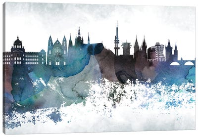 Prague Bluish Skyline Canvas Art Print - Czech Republic