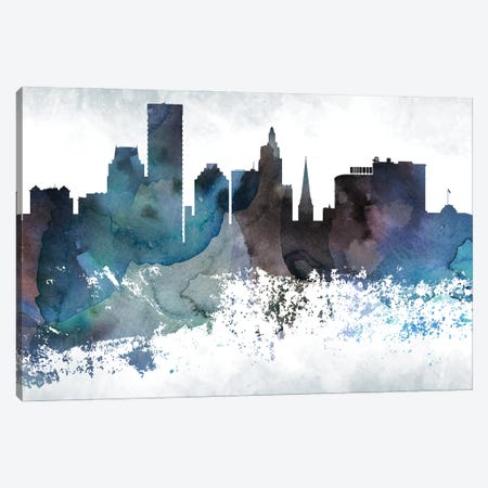 Providence Bluish Skyline Canvas Print #WDA707} by WallDecorAddict Canvas Art Print