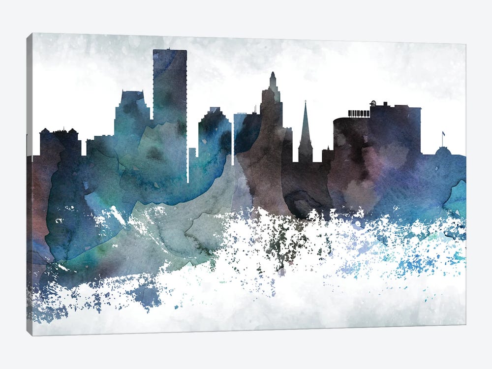 Providence Bluish Skyline by WallDecorAddict 1-piece Canvas Print