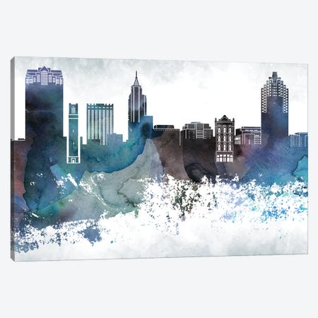 Raleigh Bluish Skyline Canvas Print #WDA709} by WallDecorAddict Canvas Art