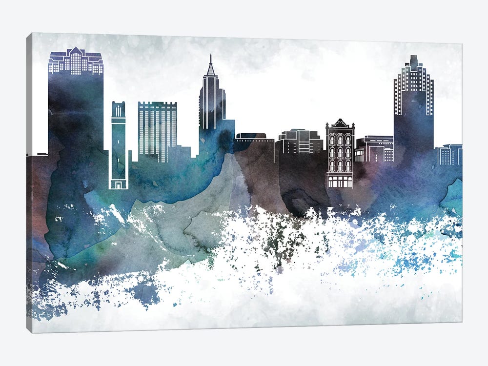 Raleigh Bluish Skyline by WallDecorAddict 1-piece Canvas Art Print