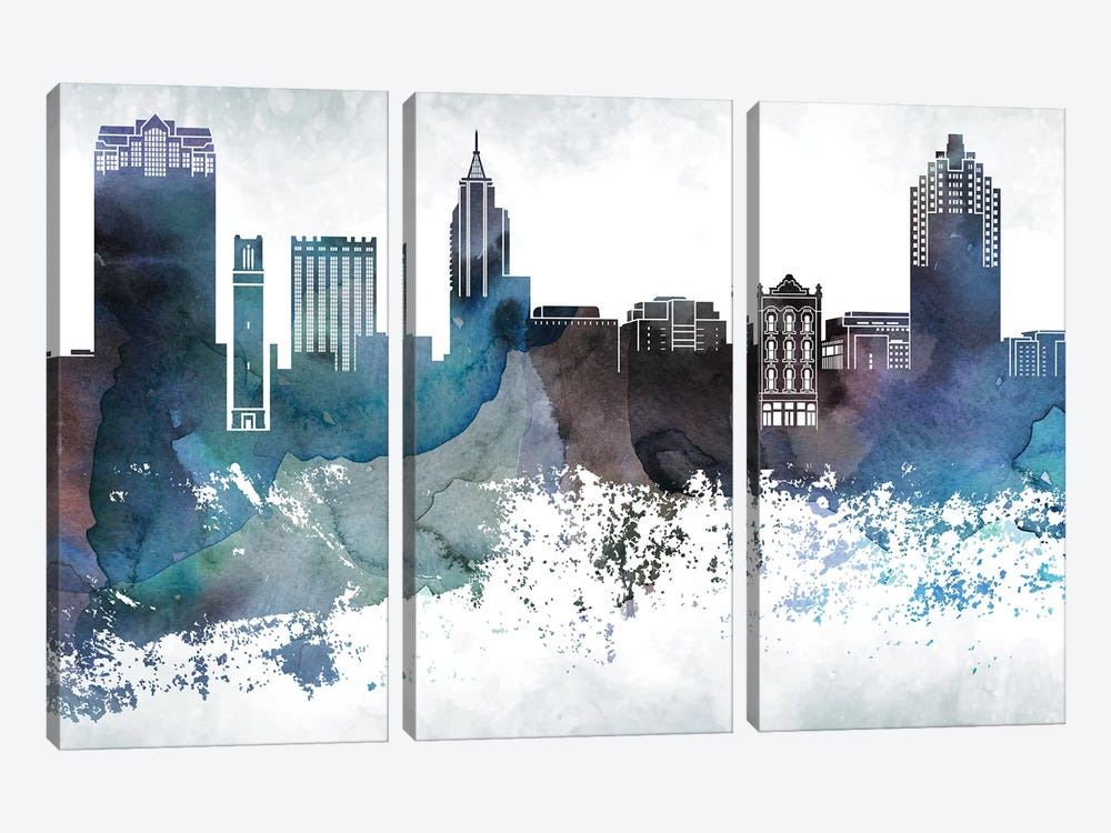 Raleigh Bluish Skyline by WallDecorAddict 3-piece Art Print