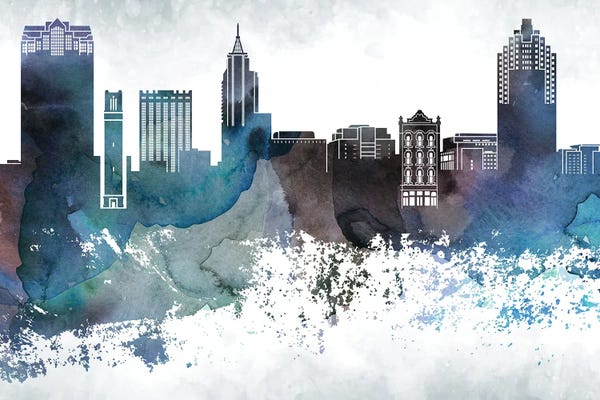 North Carolina: Raleigh Bluish Skyline by WallDecorAddict