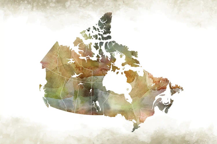 Canada Greenish Map by WallDecorAddict wall art
